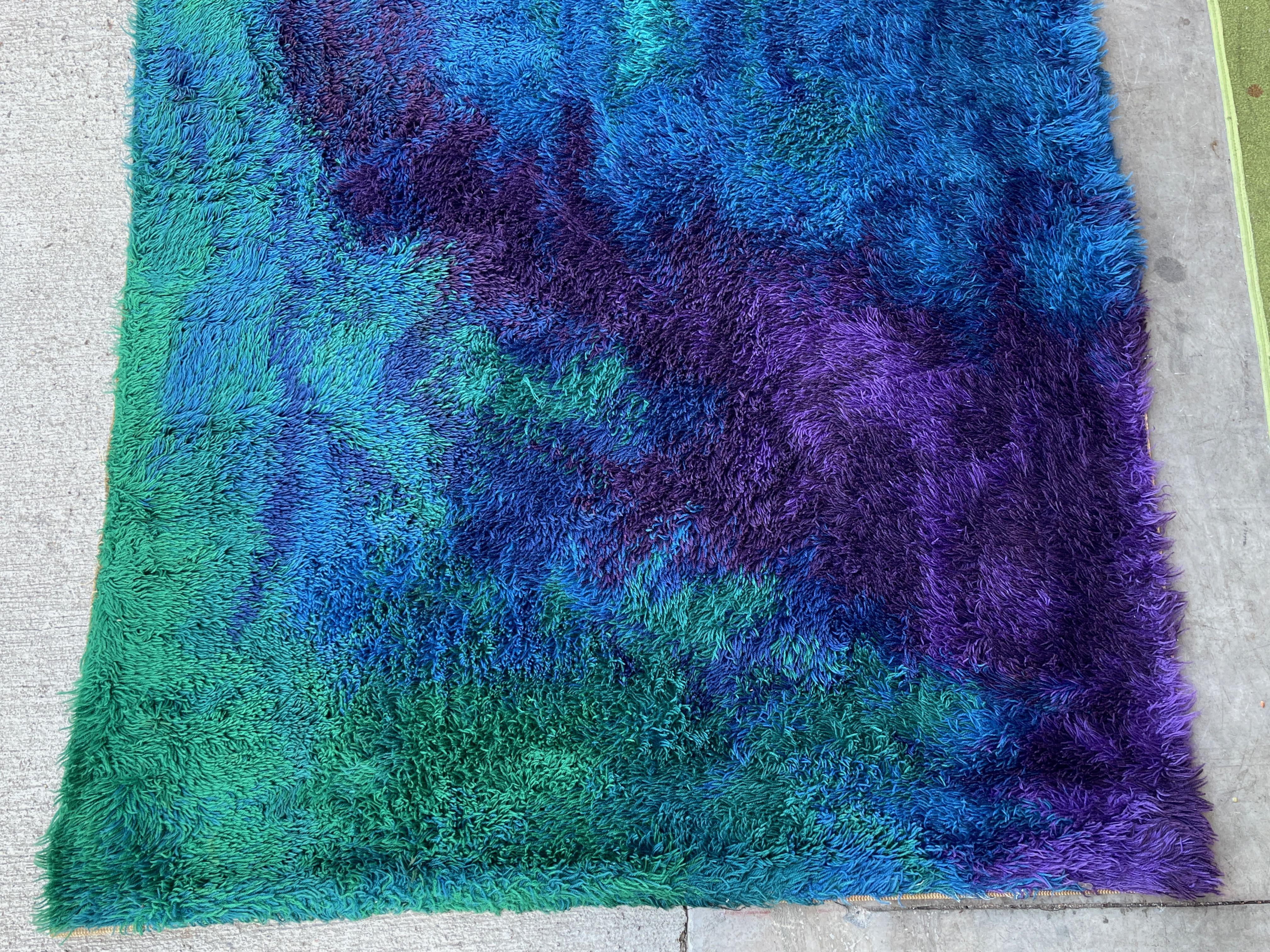 Rya Rug by Ib Antoni for Unika Væv 75 x 54 In Good Condition For Sale In Hanover, MA