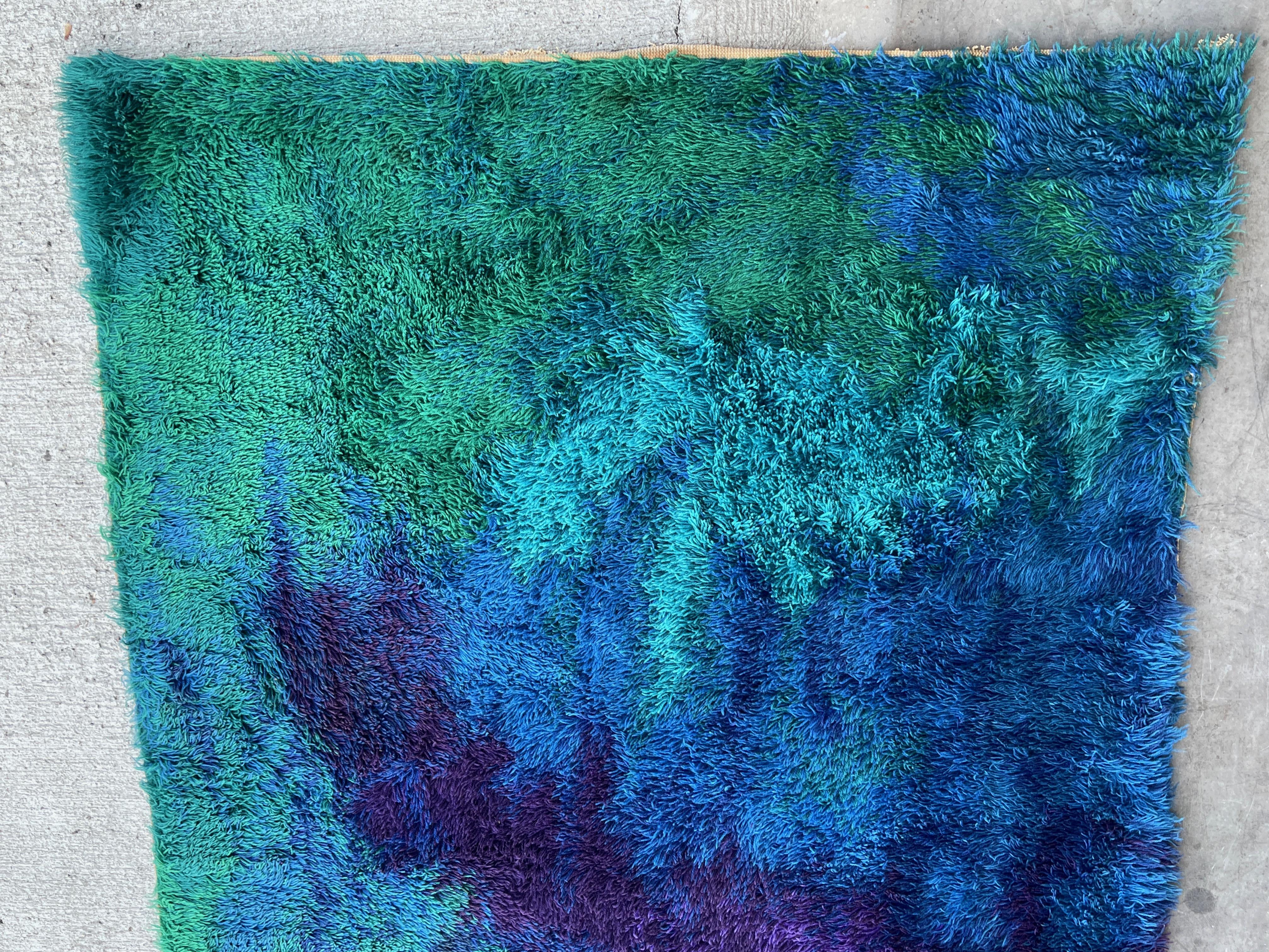 Mid-20th Century Rya Rug by Ib Antoni for Unika Væv 75 x 54 For Sale