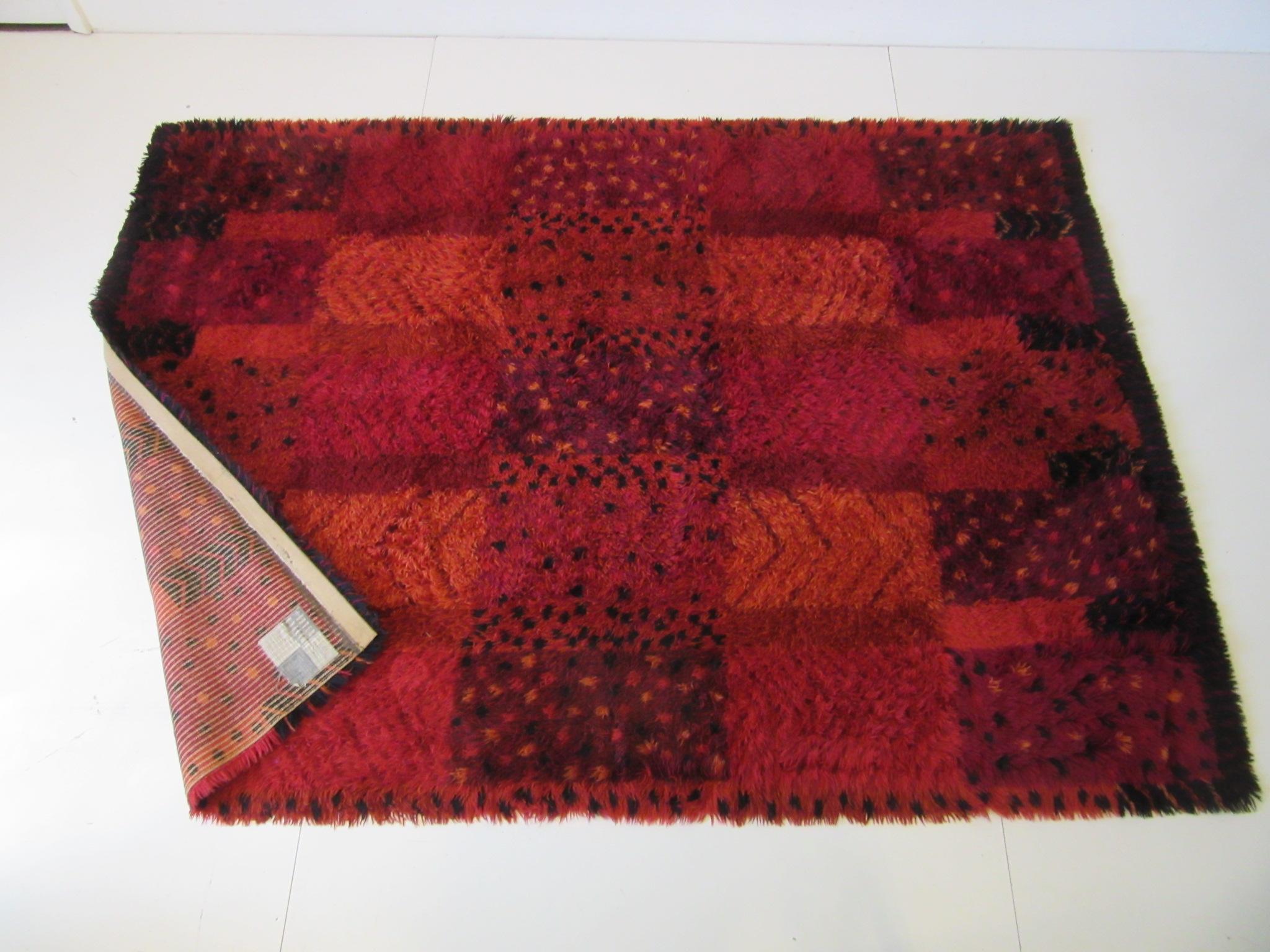 Swedish Rya Rug by Mairanne Richter for Wahlbecks, Linkoping, Sweden