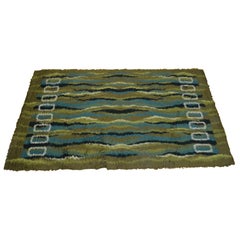 Retro Rya Rug by Scandinavian Designer Eva Brummer, Titled Everglades