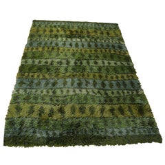 Retro Rya Rug by Scandinavian Designer Eva Brummer Titled: Shadow in the Forest