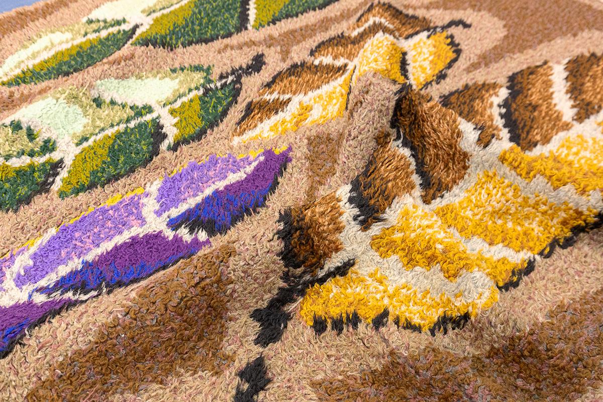 20th Century Rya Rug Earthy Tones Mollaianrugs Collection For Sale