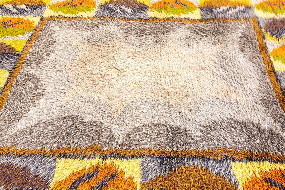 Scandinavian Modern Rya Rug Gray Mollaianrugs Collection For Sale