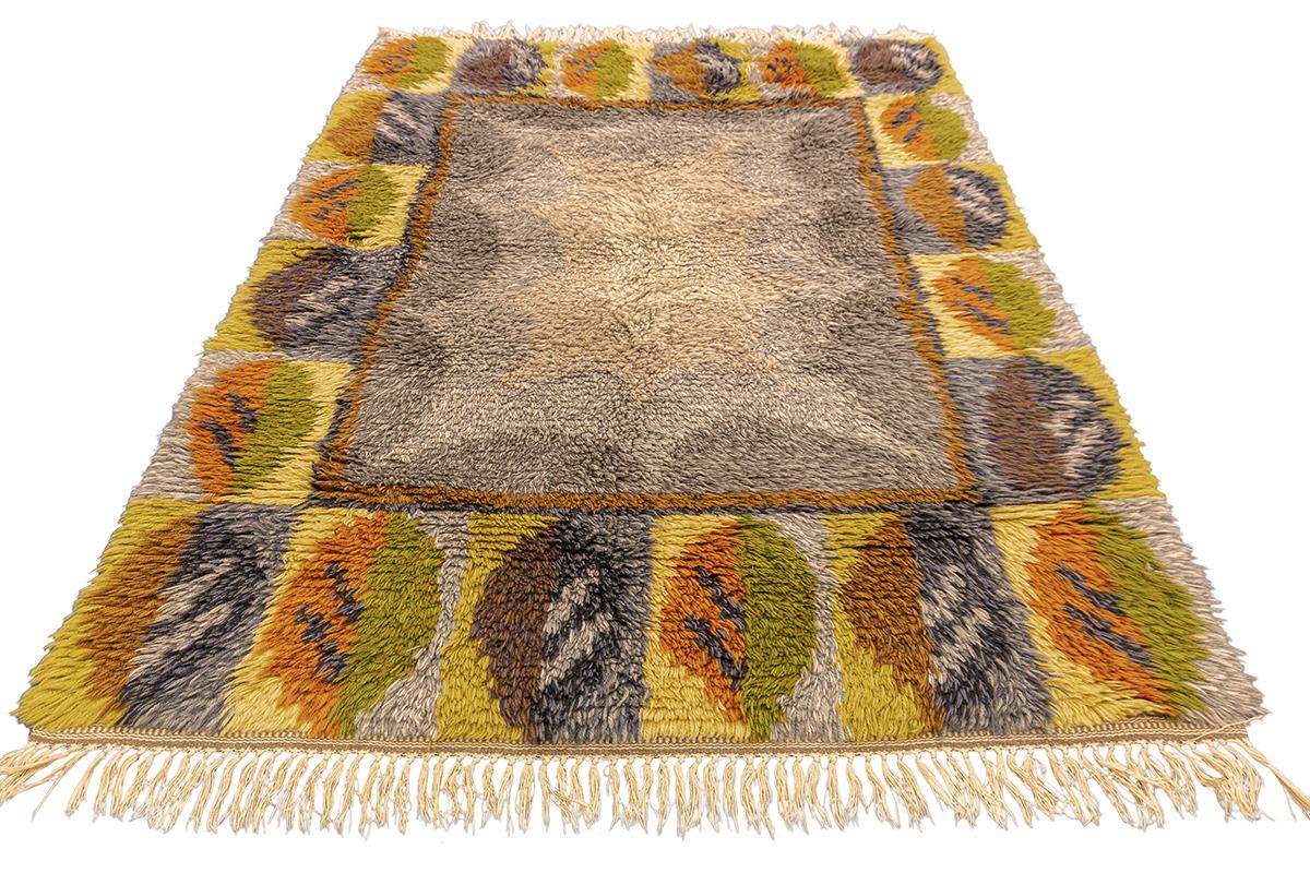 Scandinavian Rya Rug Gray Mollaianrugs Collection For Sale