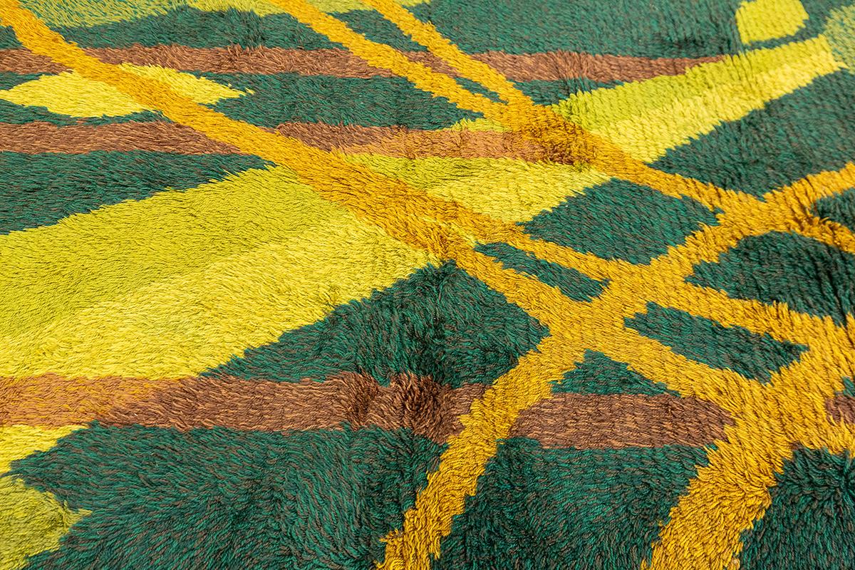 Scandinavian Modern Rya Rug Natural Theme Mollaianrugs Collection For Sale