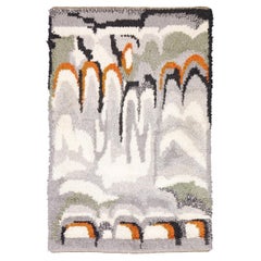 Vintage Rya Rug Shaggy Abstract Design with Multi Tone