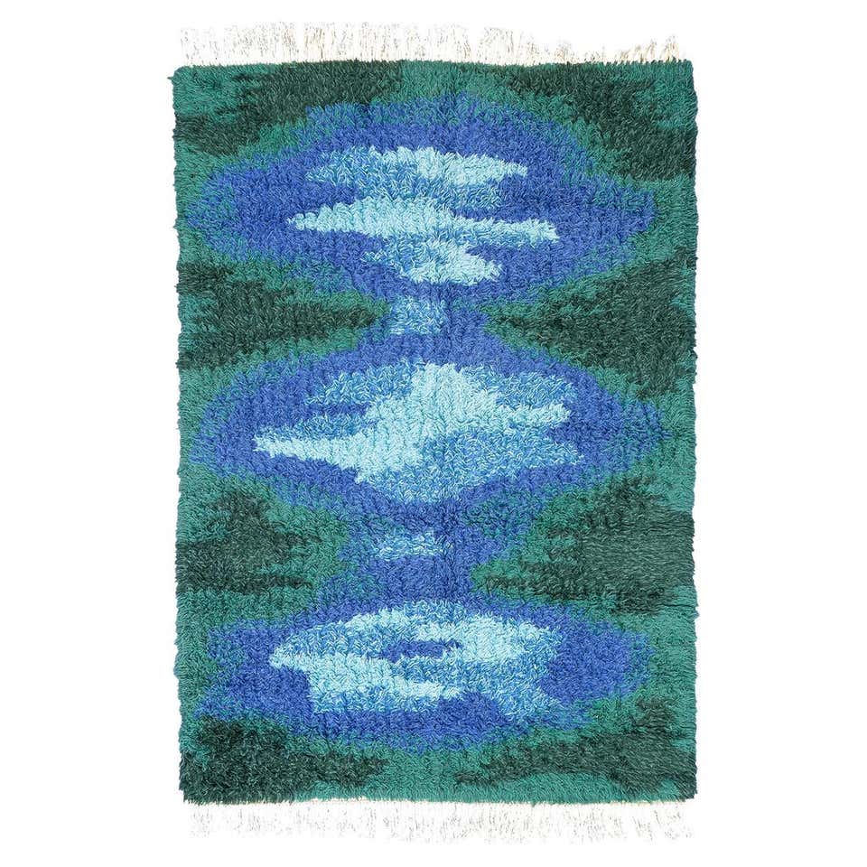 Scandinavian Modern Swedish Rya Rug, Färgglada Rutmönster-Colorful ...