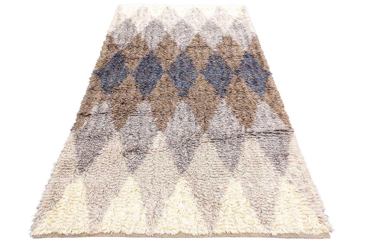 Swedish Rya Rug Soft Color Palette For Sale