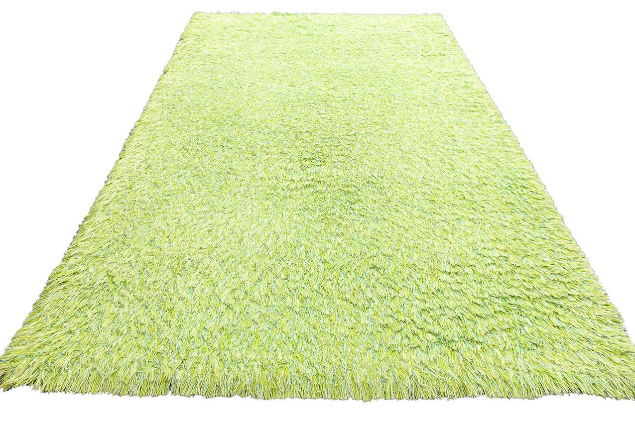 Scandinavian Rya Rug Swedish Green Color For Sale