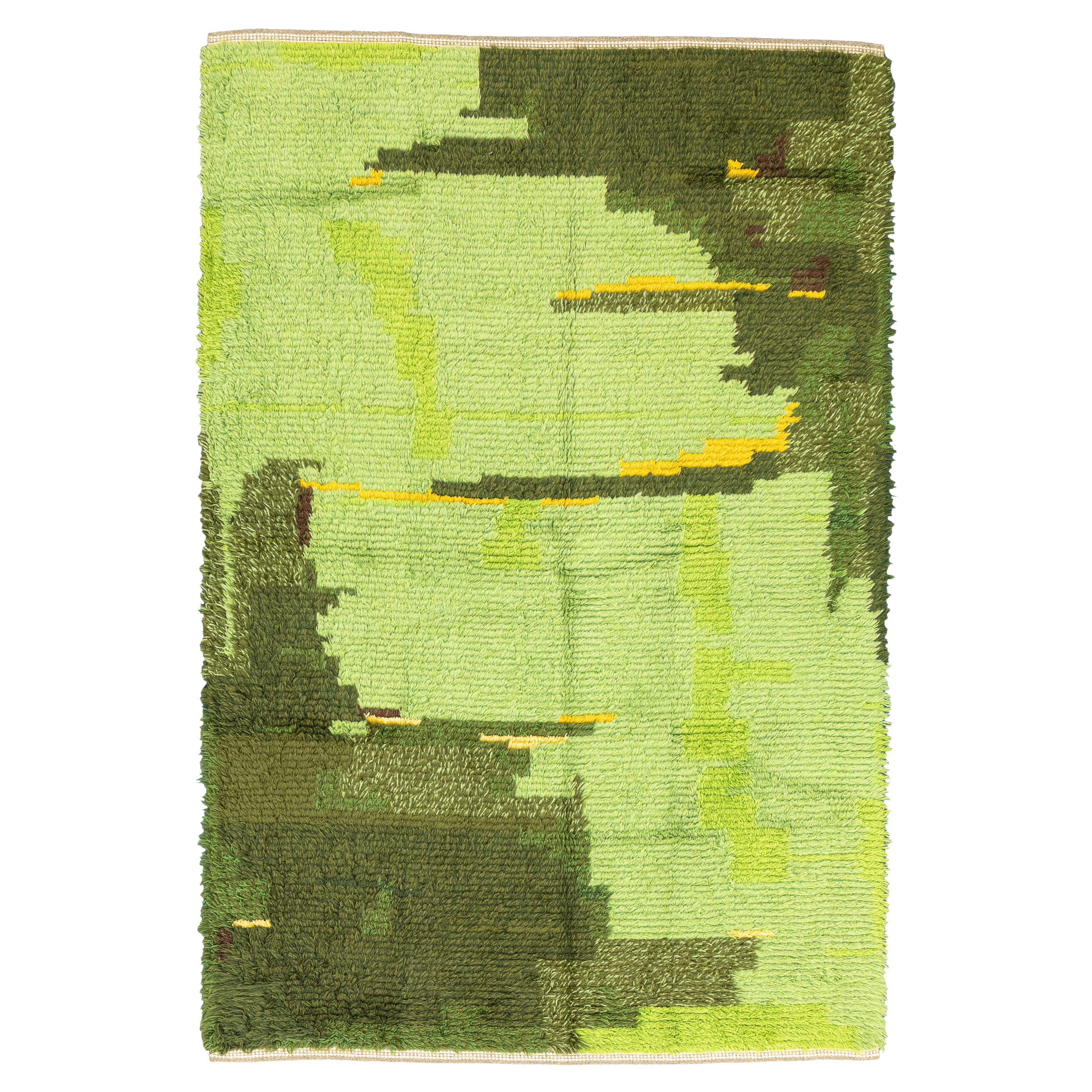 Rya Rug Swedish Green Color For Sale