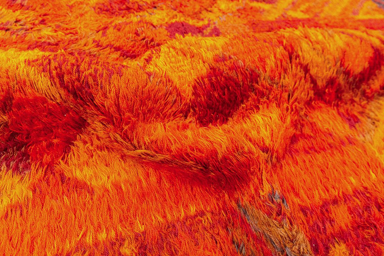 Wool Rya Rug Swedish Red Color For Sale
