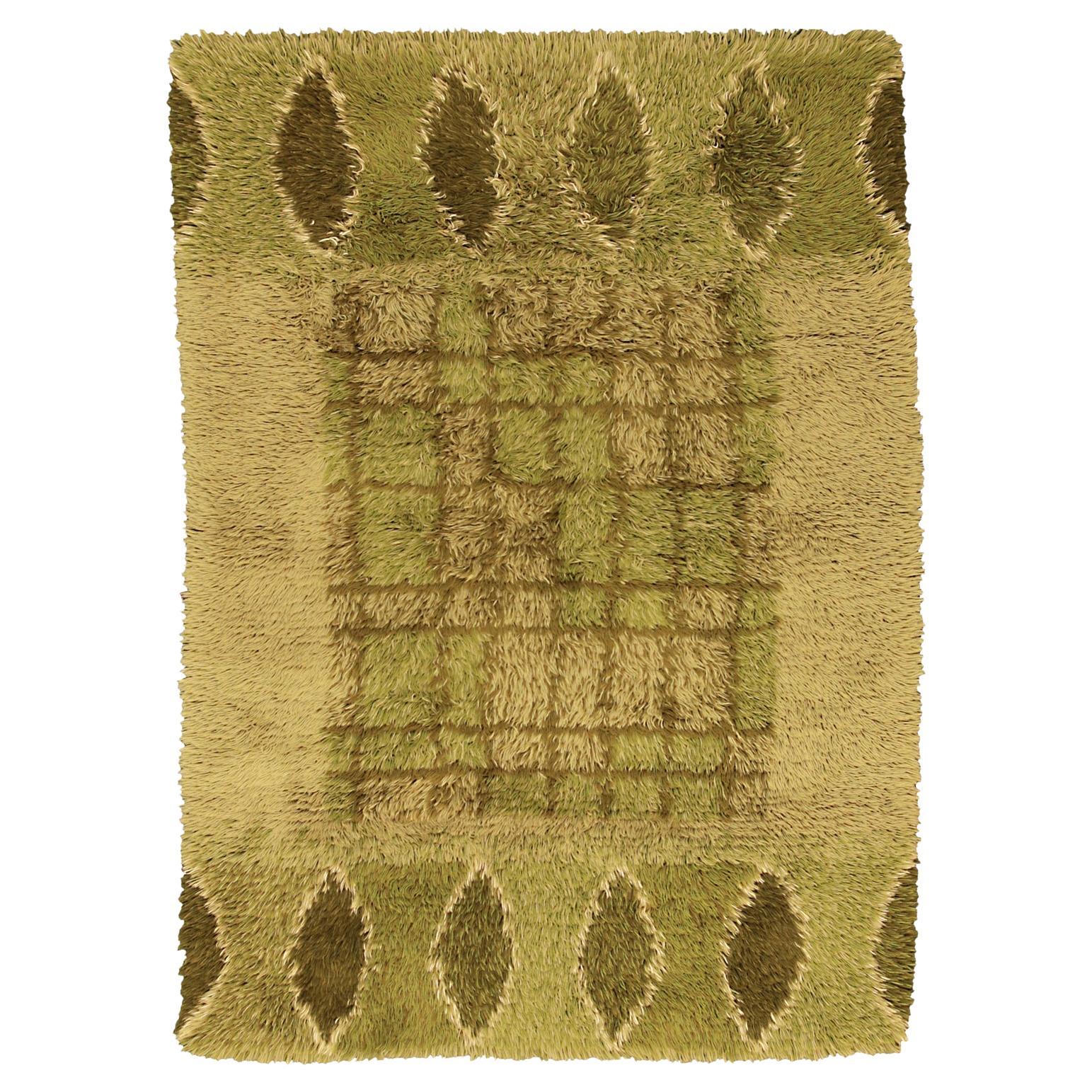 Rya Rug Swedish with Abstract Design For Sale