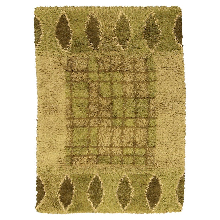 Rya Rug Swedish with Abstract Design For Sale at 1stDibs
