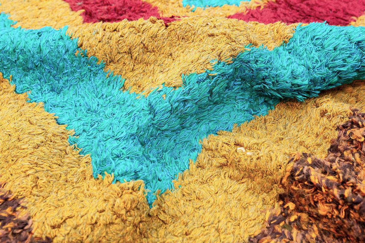 Annodato a mano Tappeto Rya Colori vivaci in vendita
