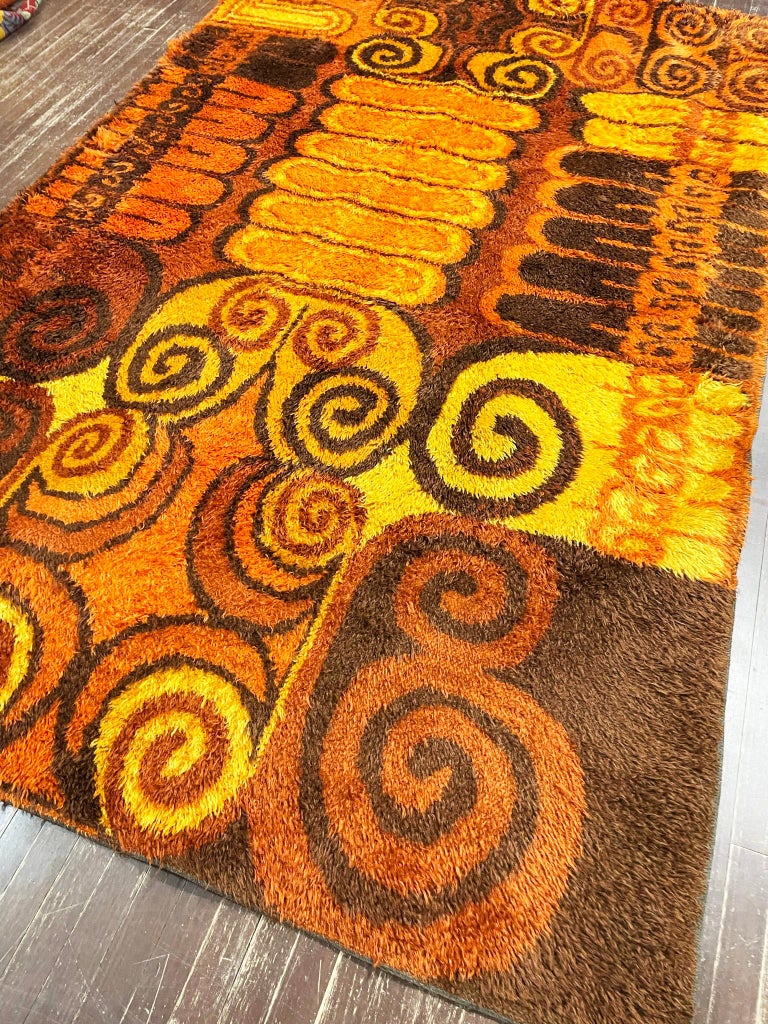 Rya Rug Vintage 1960s Scandinavian/Danish Shag Rug, Midcentury For Sale