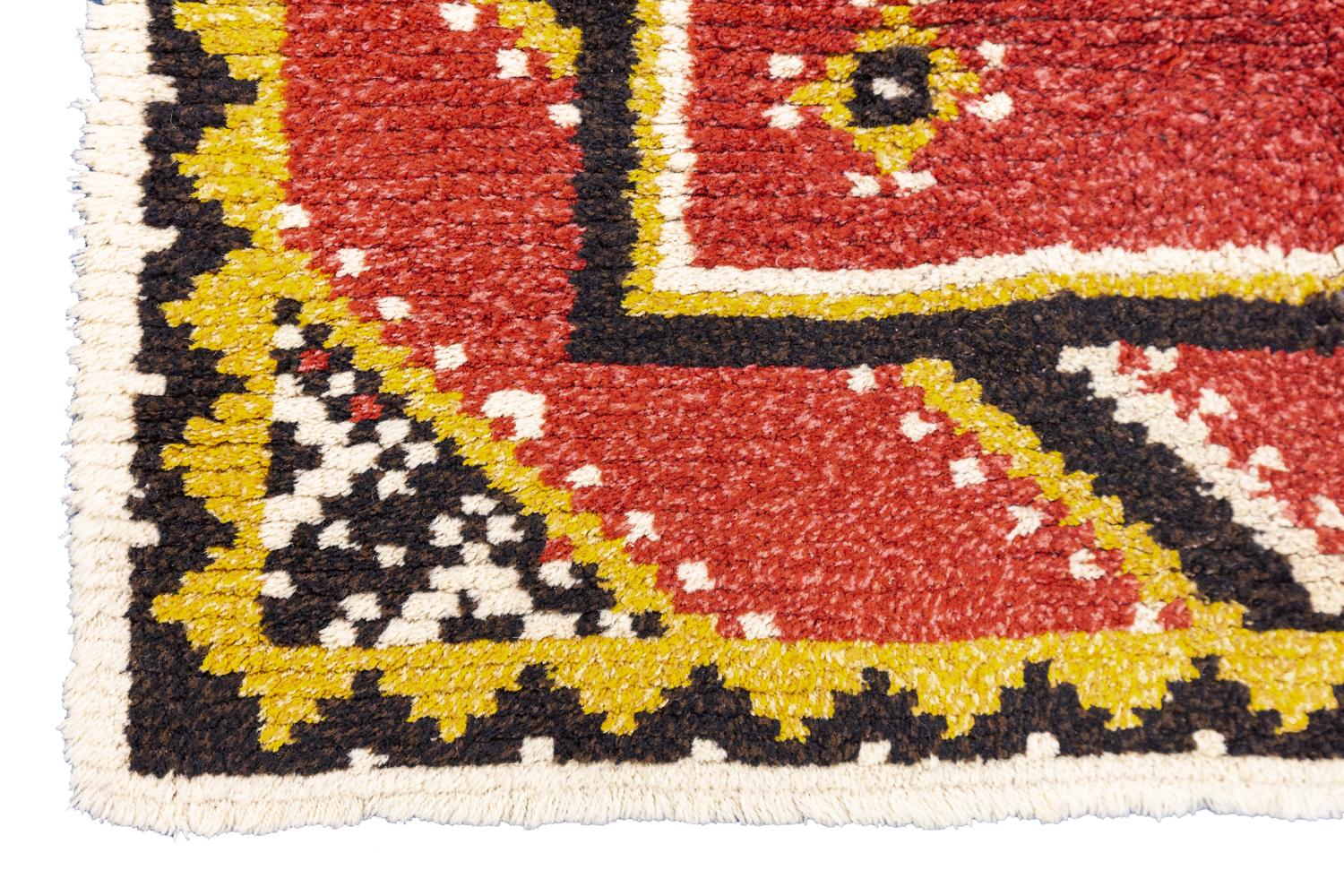 20th Century Rya Rug with Modern Vintage Design Look, 1950-1970 For Sale