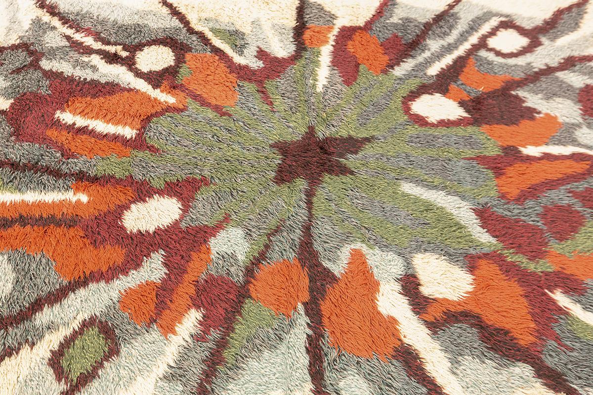 Scandinavian Modern Rya Rugs Abstract White Mollaianrugs Collection For Sale