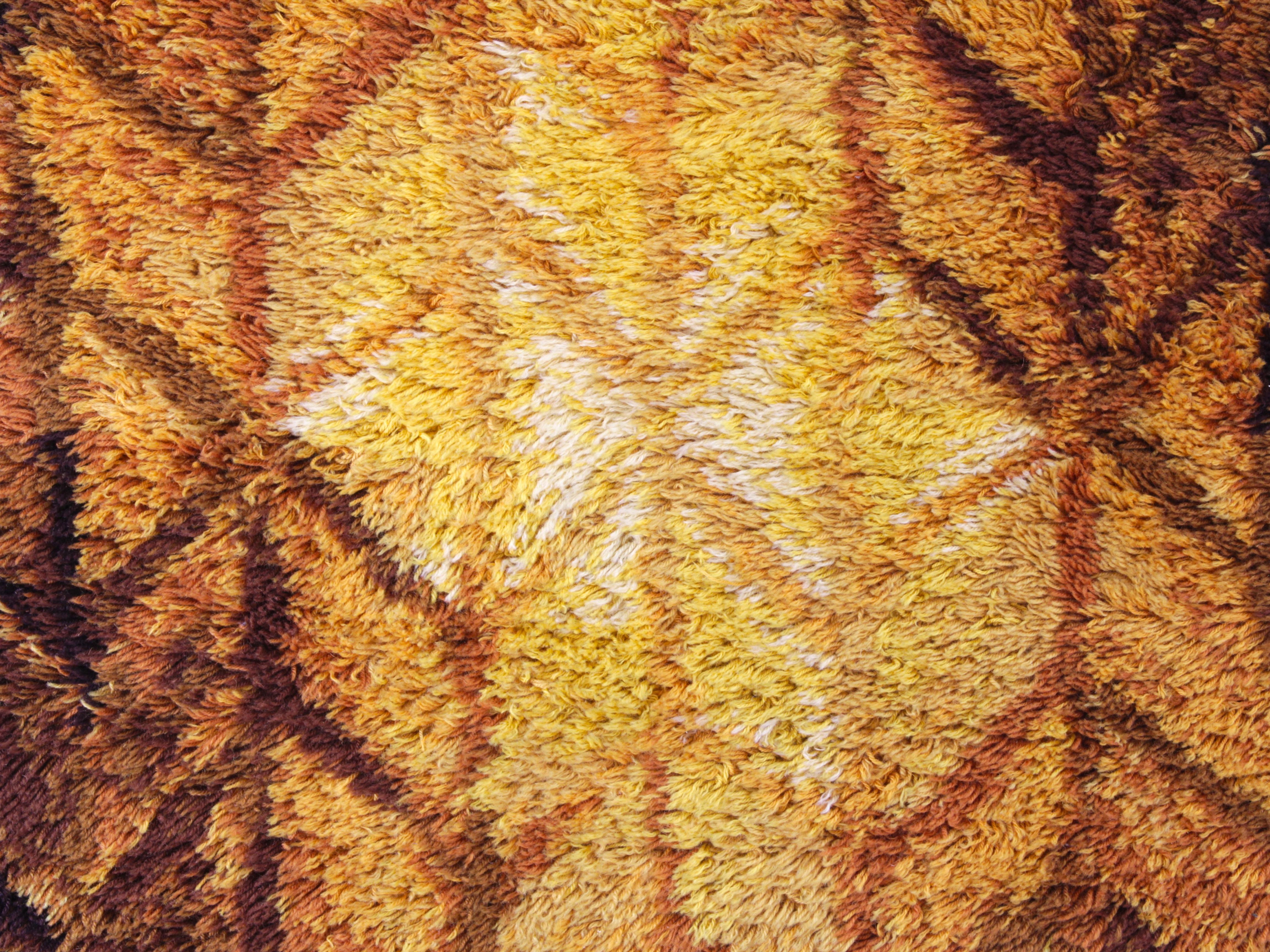 Rya-Teppiche aus Wolle mit gelbem 