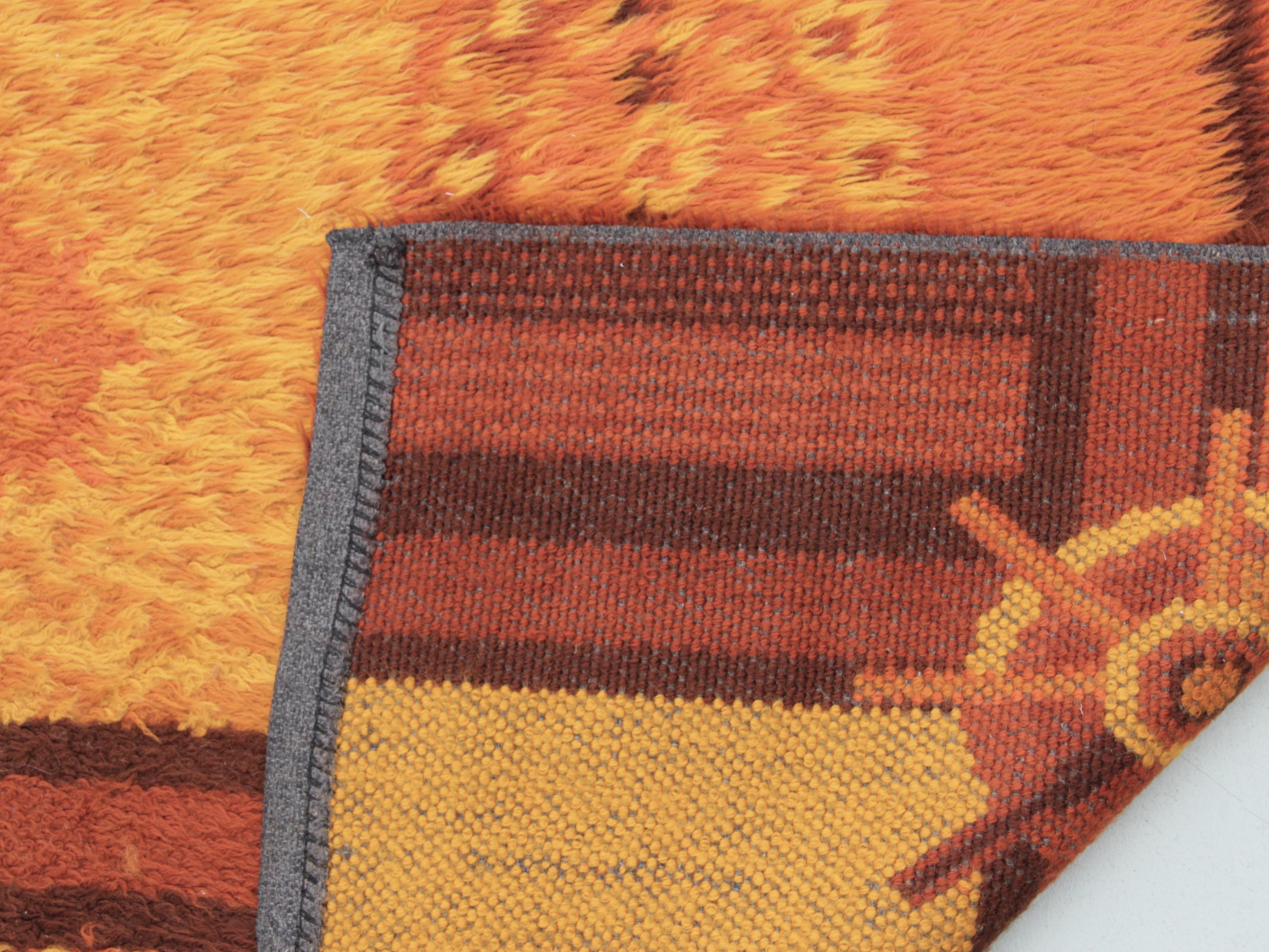 Rya-Teppiche aus Wolle mit gelben Motiven im Zustand „Gut“ im Angebot in Courbevoie, FR
