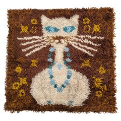 Vintage Rya Shag Rug Cat