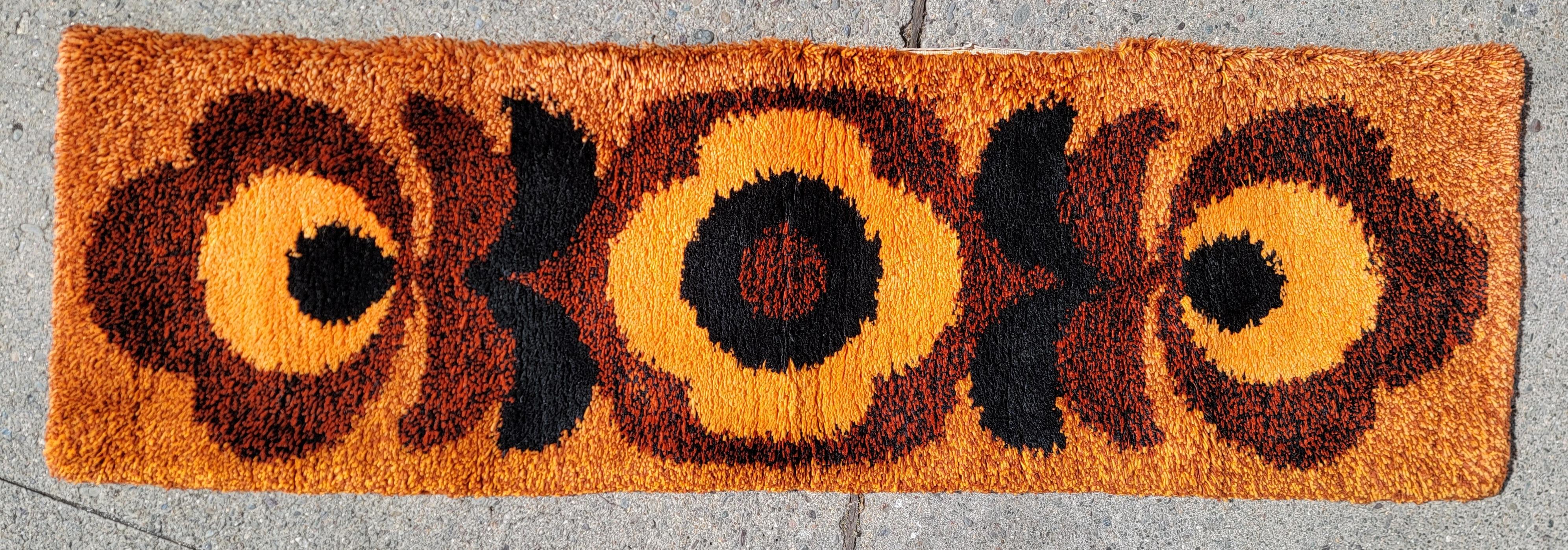 Rya Shag Rug Runner Burnt Orange 1970's For Sale 2