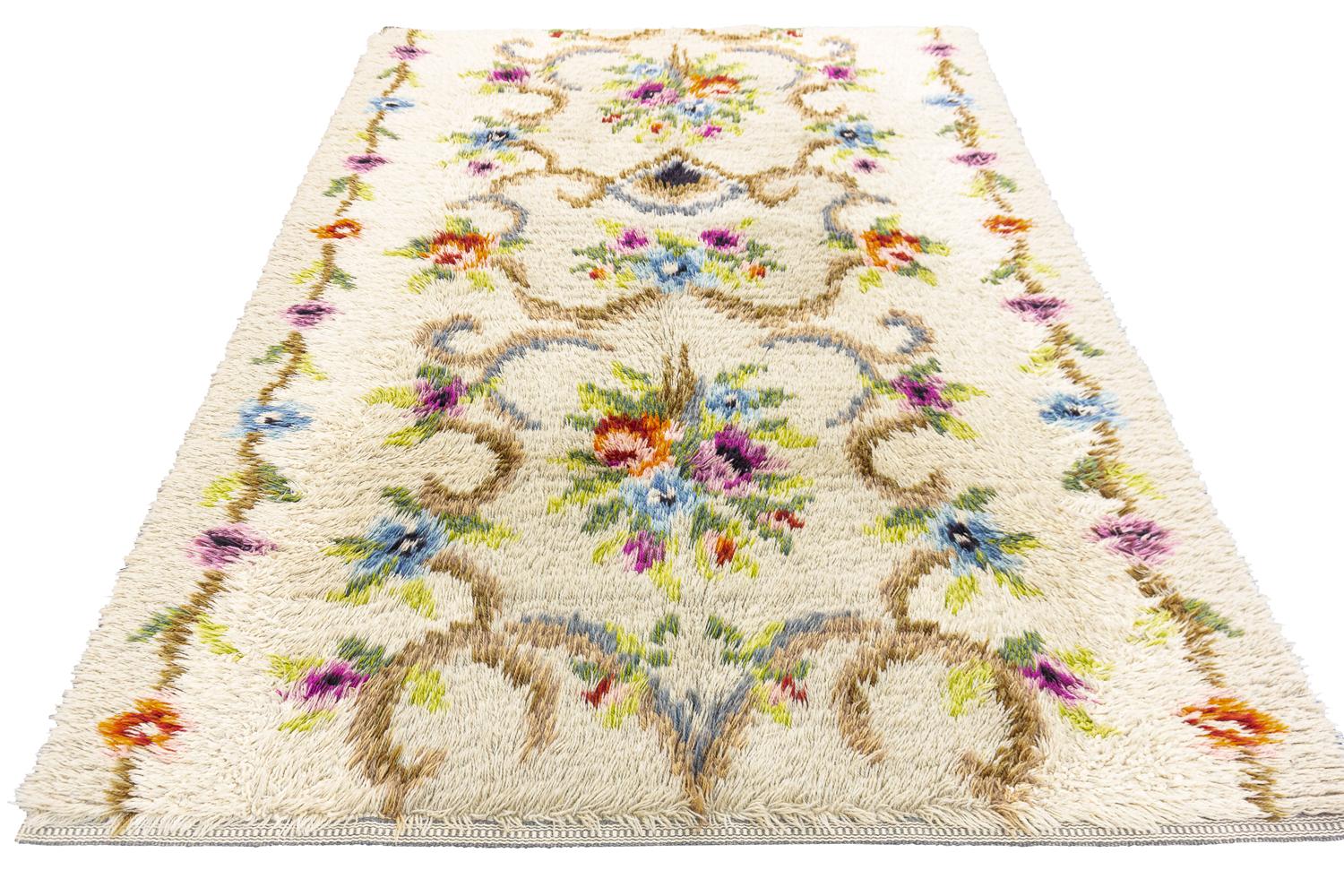 Scandinave moderne Tapis suédois Rya design vintage moderne du milieu du siècle dernier en vente