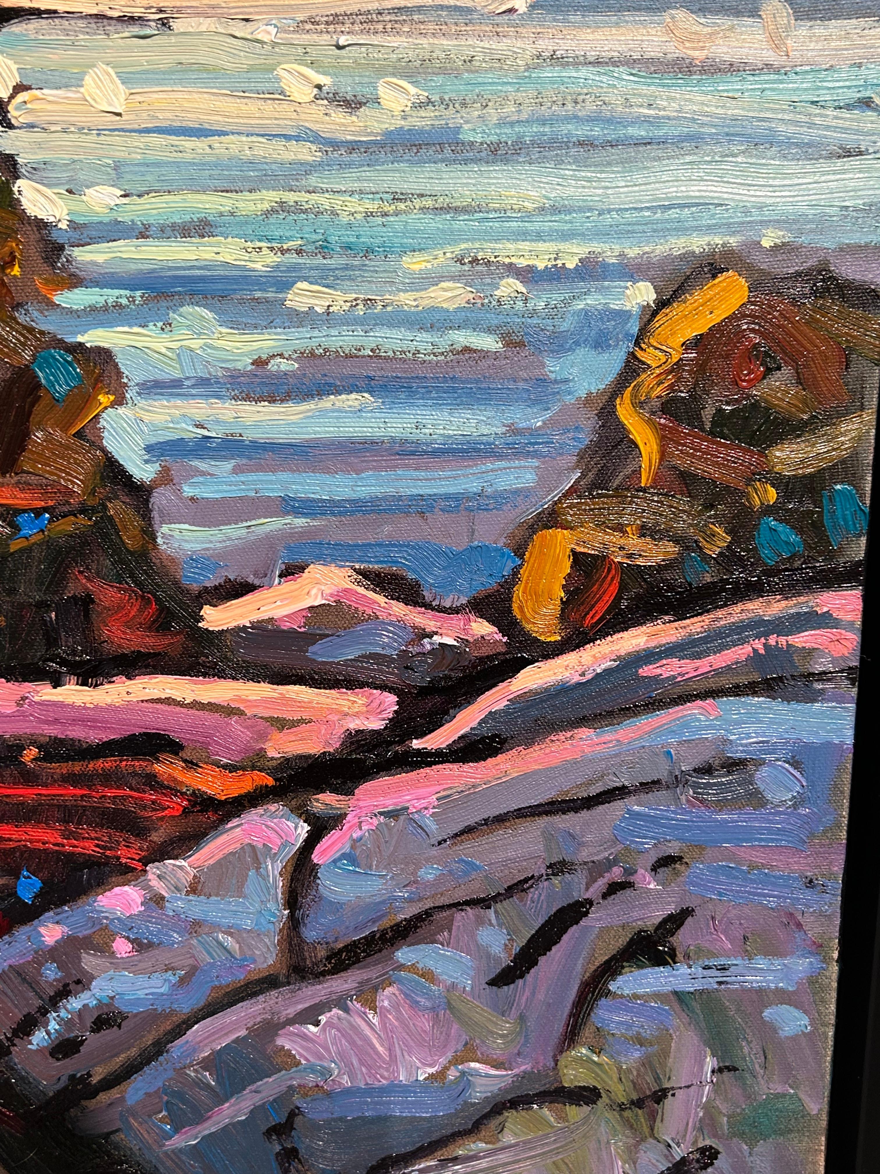 Contemporary Impressionist style landscape 'Noble Pines at Sunset' Öl auf Leinwand (Post-Impressionismus), Painting, von Ryan A. Sobkovich