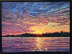 Pittura di paesaggio al tramonto contemporaneo 'Riflessi di magenta, baia di Georgian'.