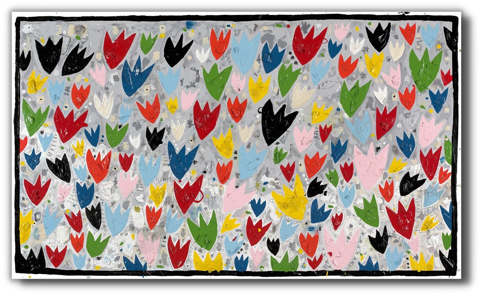 Mohonk Tulips
Ryan Cronin
Oil Paint on Board
36" x 60"

When people look at his work Cronin wants them to feel an immediate impact, even if they’re not sure what hit them. The raw, almost childlike appearance of his work belies his reflective