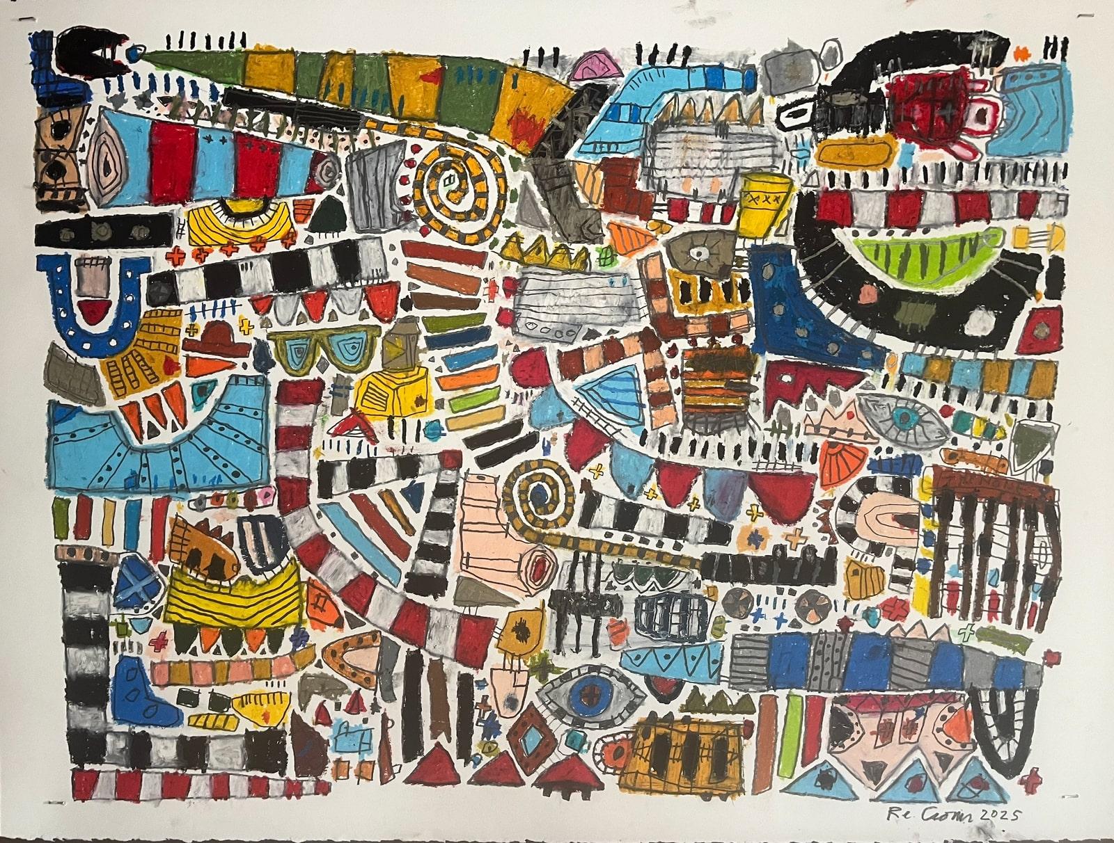 Low Tide
Ryan Cronin
Oil Pastels on Paper
30" x 22.5"

When people look at his work Cronin wants them to feel an immediate impact, even if they’re not sure what hit them. The raw, almost childlike appearance of his work belies his reflective