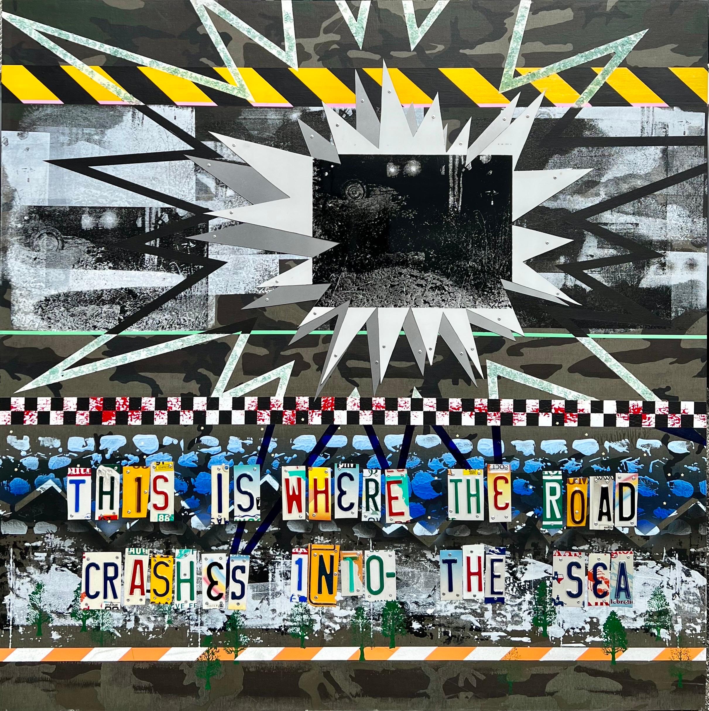 Outsider Ryan Humphrey Street Art Collage, großes Gemälde Jackson Pollock Foto