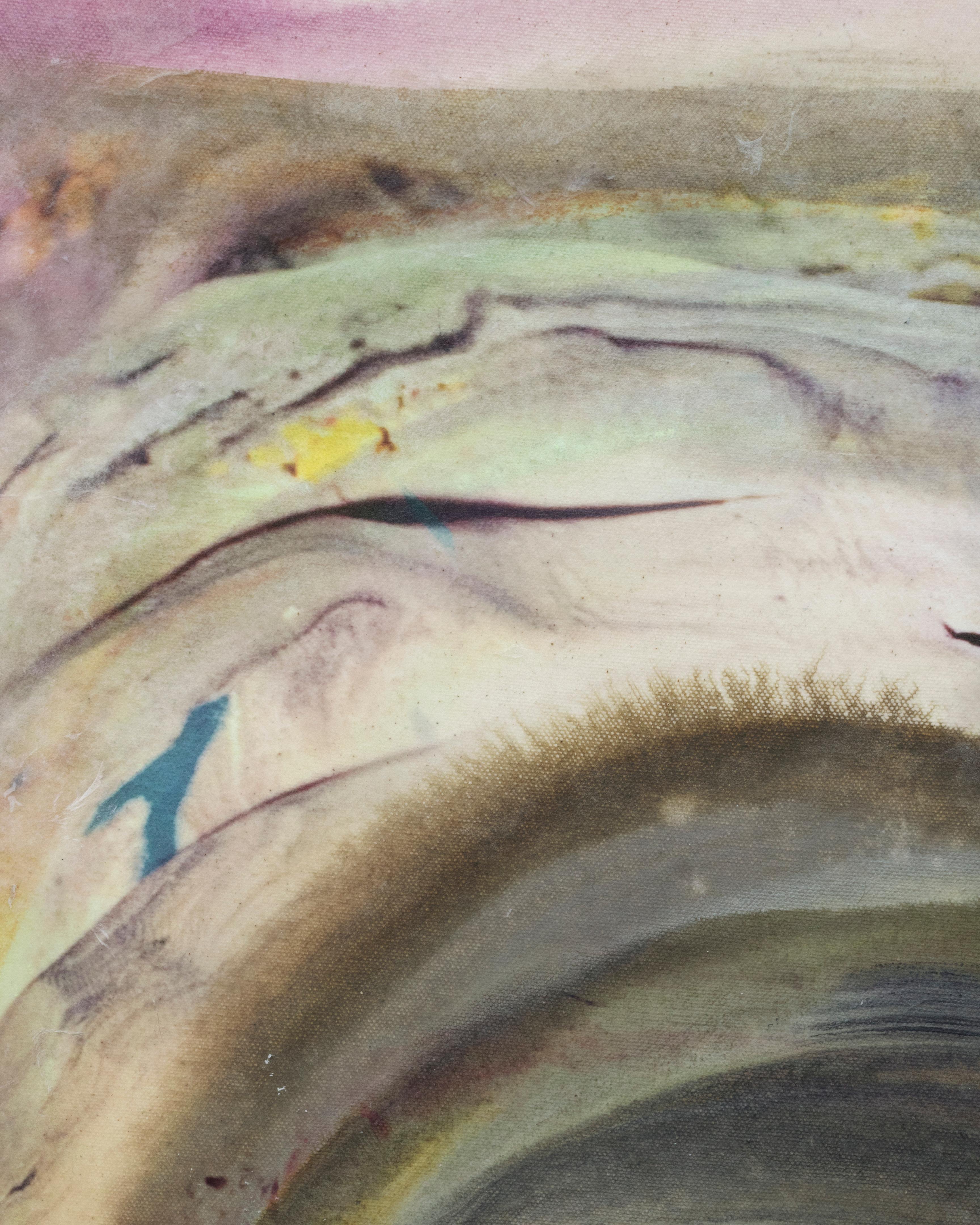 Scrapbook Knees - Beige Abstract Painting by Ryan Leitner