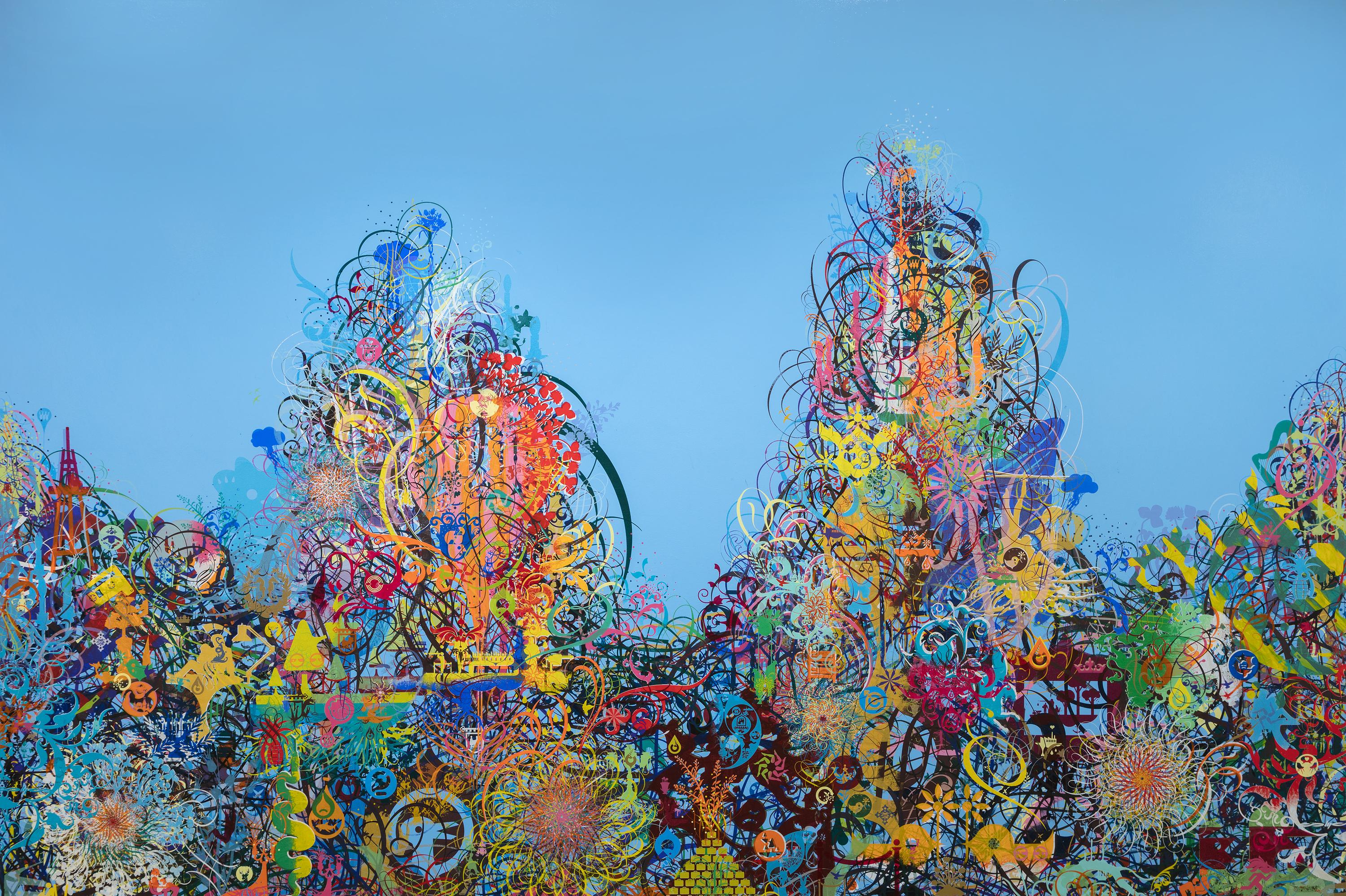 Ryan McGinness Abstract Painting - A Dream Within A Dream, (What Am I, A Mind Reader?)