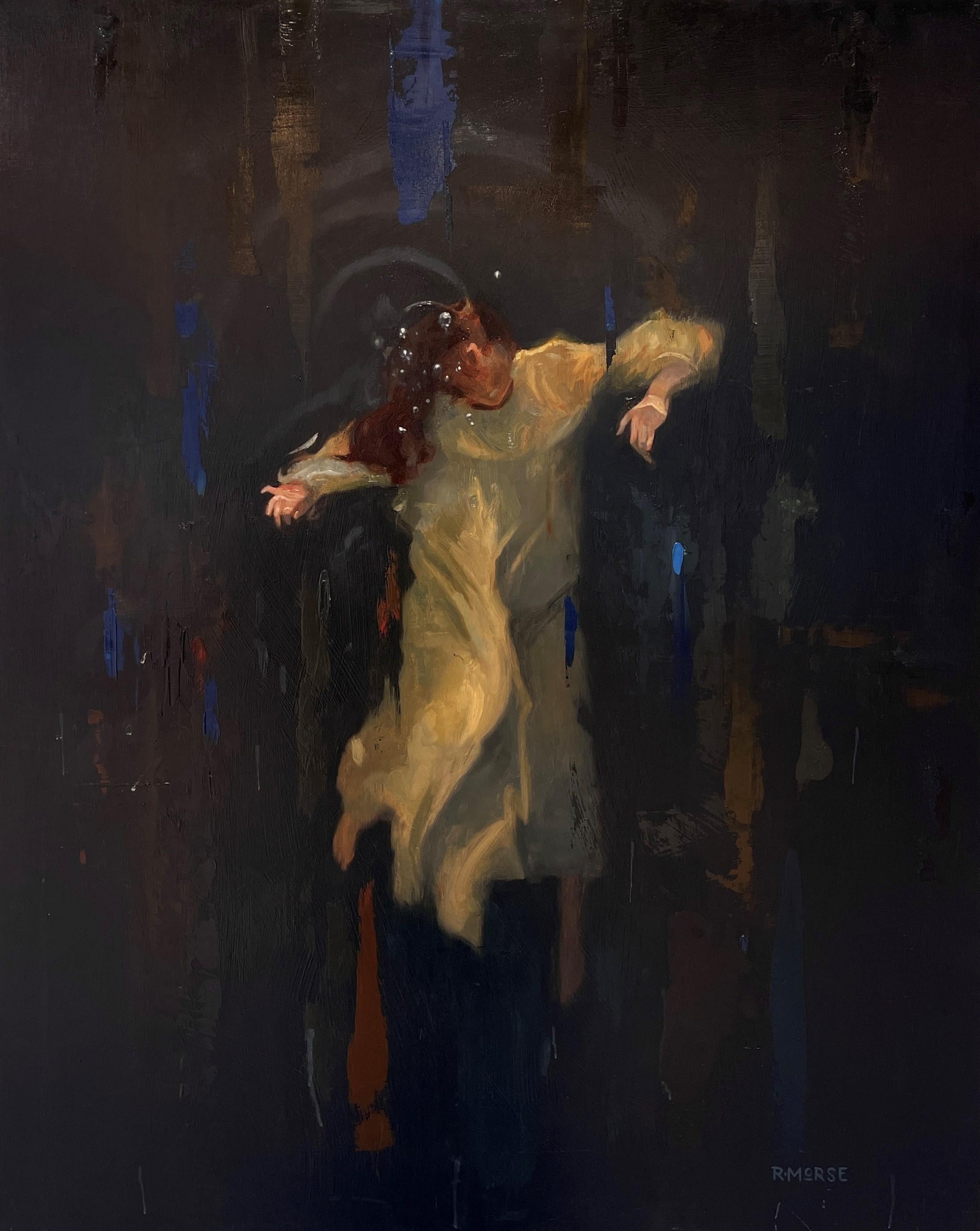 Portrait Painting Ryan Morse  - "Adrift" (2023), portrait féminin abstrait impressionniste original, peinture à l'huile