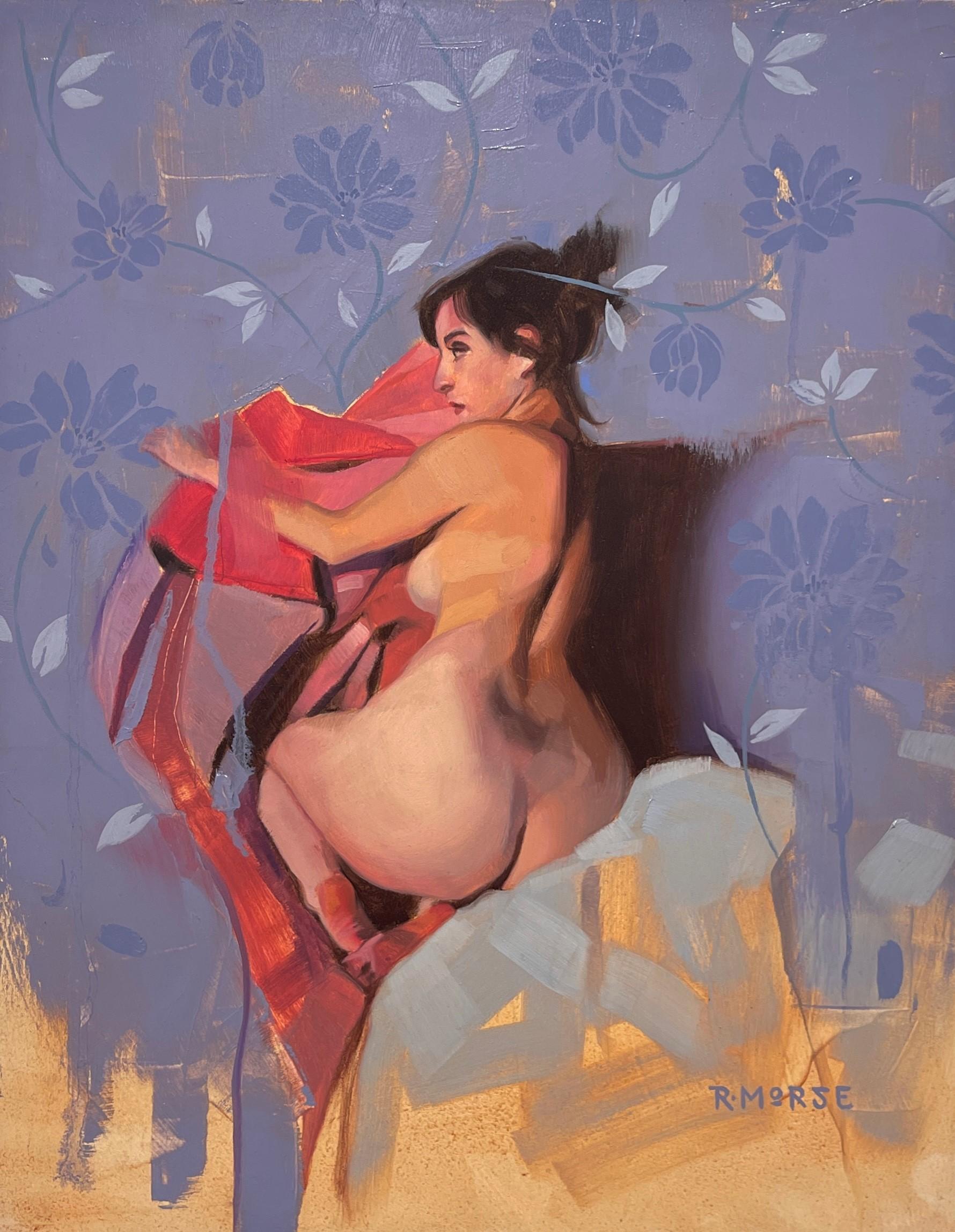 "Serene" - Nude Female Expressionist Portrait, Oil Painting