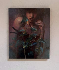 "Unfurl" (2018), Original Abstracted Figurative Female Portrait, Oil Painting (peinture à l'huile).