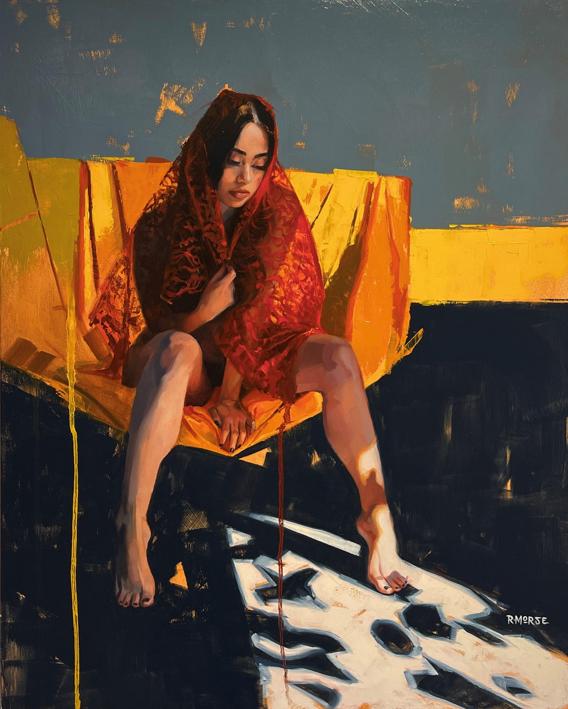 "Soñadora" (2018) de Ryan Morse, Pintura al óleo original, Retrato femenino