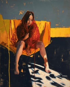 "Soñadora" (2018) de Ryan Morse, Pintura al óleo original, Retrato femenino