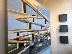 Freeway No. 13 (diptych) / color abstract city oil cars painting