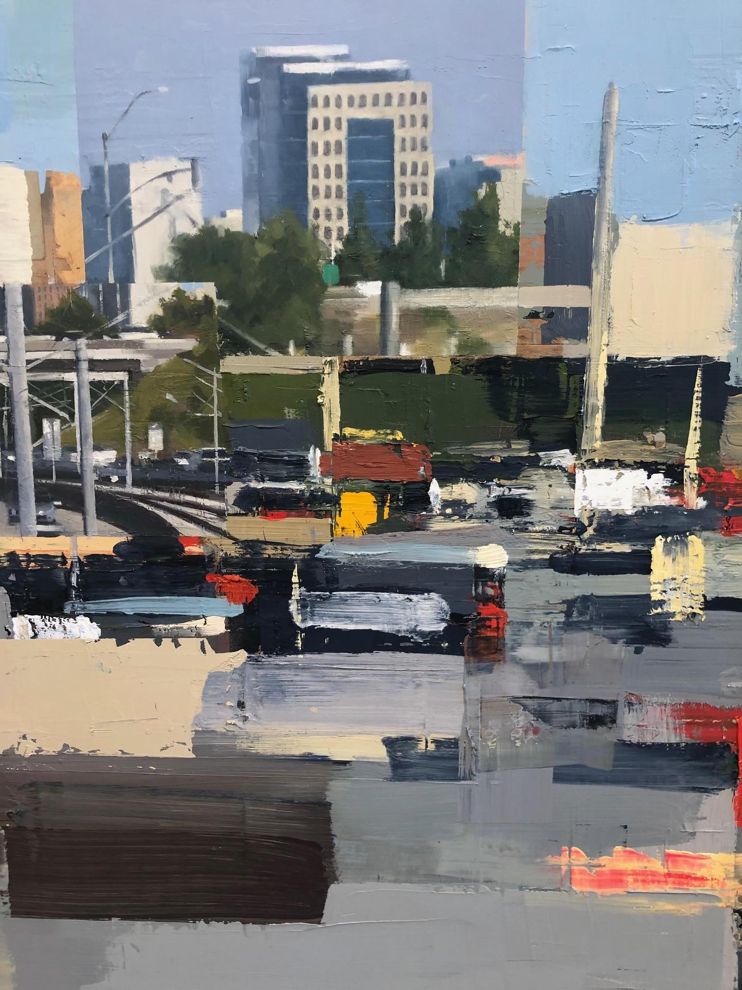Autostrada n. 5 / colore astratto città pittura ad olio auto realismo - Painting Contemporaneo di Ryan Reynolds