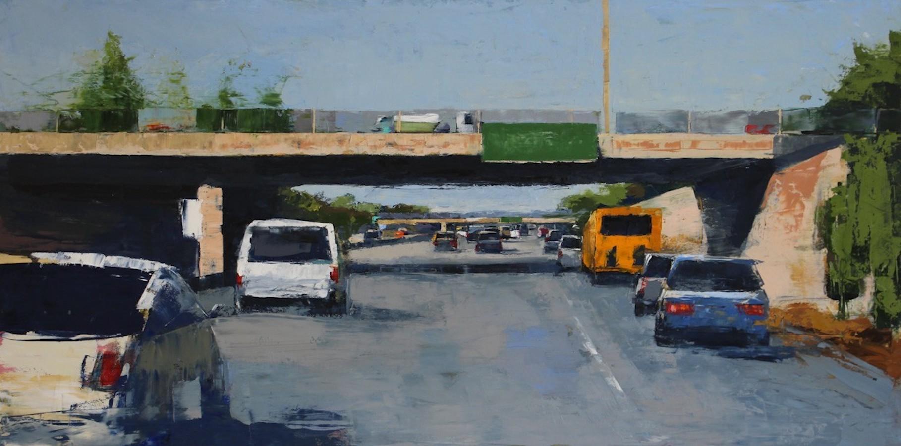 Ryan Reynolds Abstract Painting - Freeway No. 7 / color abstract city oil painting cars urban realism