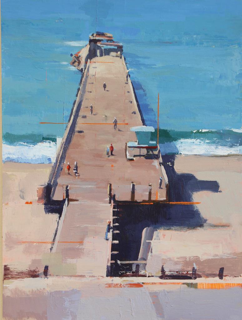 Ryan Reynolds Landscape Painting - Study for Seacliff Pier II
