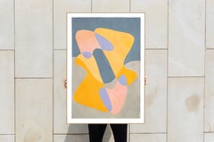 Abstract Mirror Mountain, Purple, Yellow, Pink, Gay Mirage Shapes, Pastel Tones