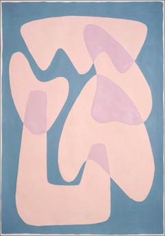 Abstracted Light Skinned Face, Mid-Century Shapes, Portrait, Skin Pink and Gray