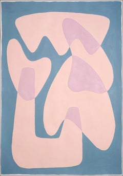 Abstracted Light Skinned Face, Mid-Century Shapes, Portrait, Skin Pink and Gray