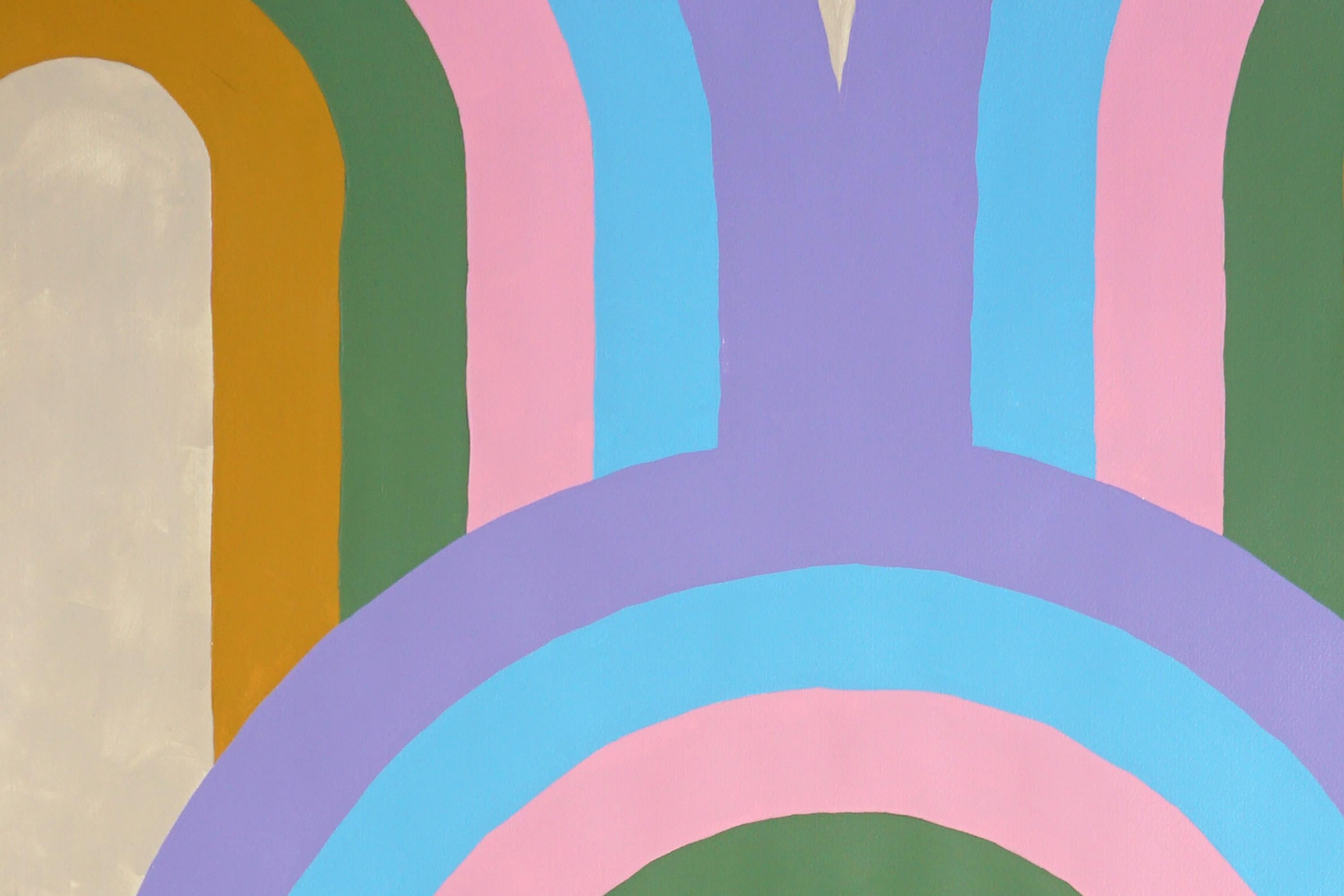 Art-Deco-Bogenmuster, kühne Abstraktion Rhythmisches Muster in Pastelltönen, Papier im Angebot 2