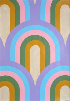 Art Deco Arch Pattern, Bold Abstraction Rhythmic Pattern in Pastel Tones, Paper