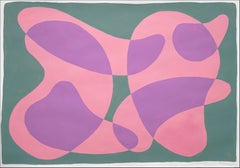 Bodies in Bed, Abstract Nude Patterns in Pink and Green, Avant-Garde Shapes 