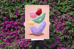 Candy Stack, Vivid Colors, Abstract Render Totem Painting, Urban Gems, Red Green