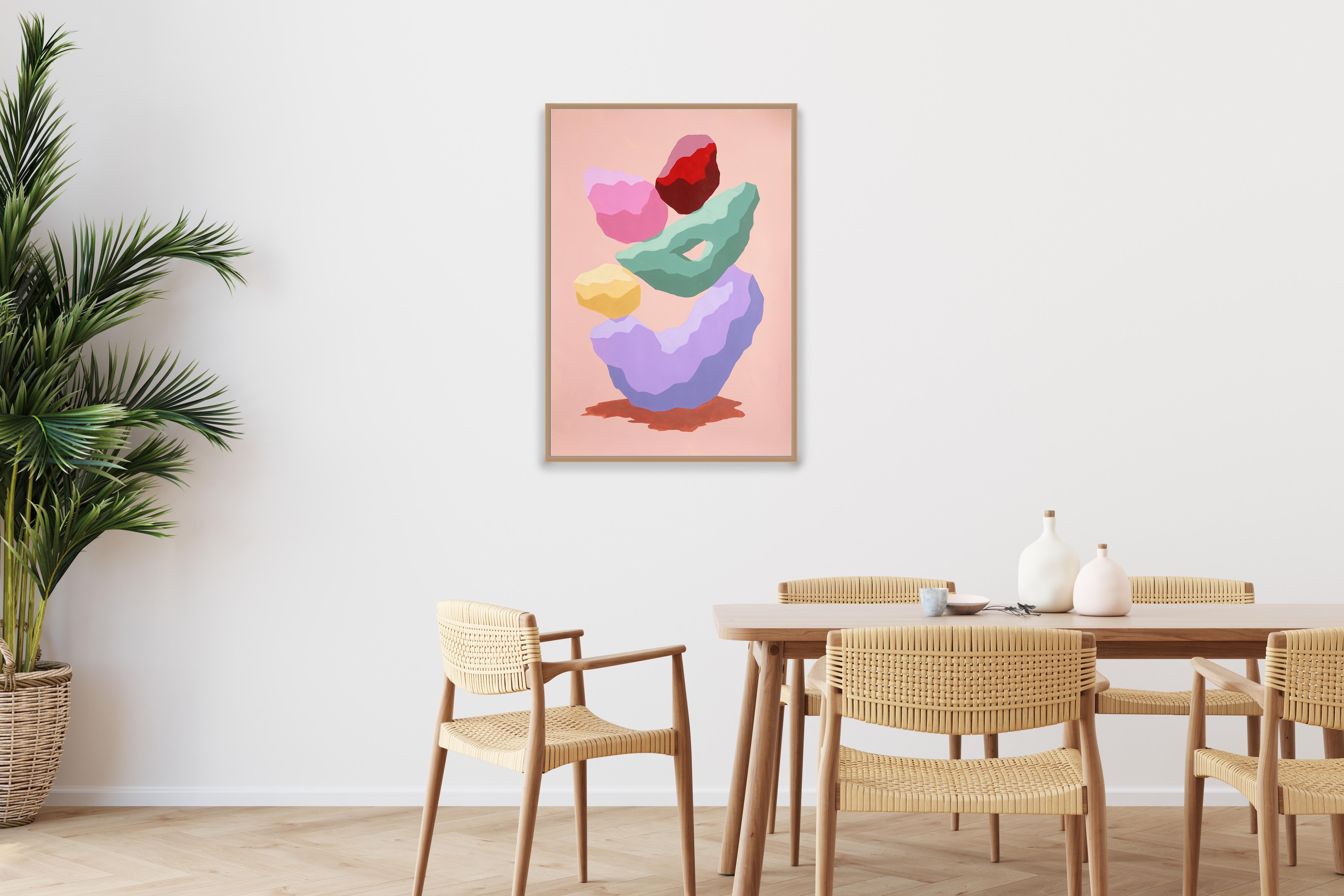 Candy Stack, Vivid Colors, Abstract Render Totem Painting, Urban Gems, Red Green For Sale 1